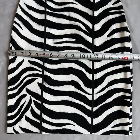 White House Black Market, Black White, Zebra Print, Knee Length, Pencil Skirt-00 - Picture 8 of 9